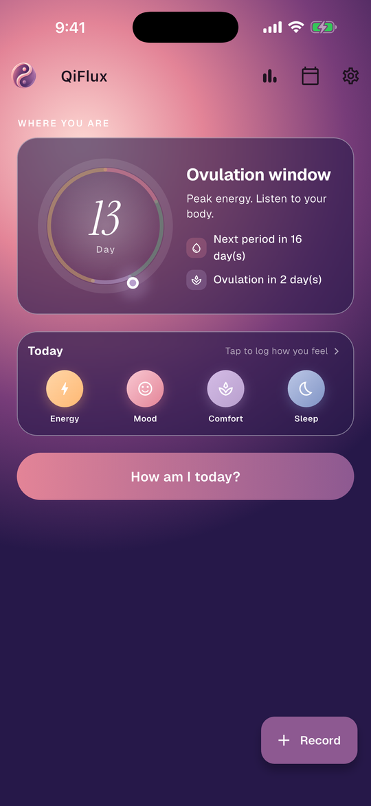 QiFlux 今天畫面：週期相位與當日狀態